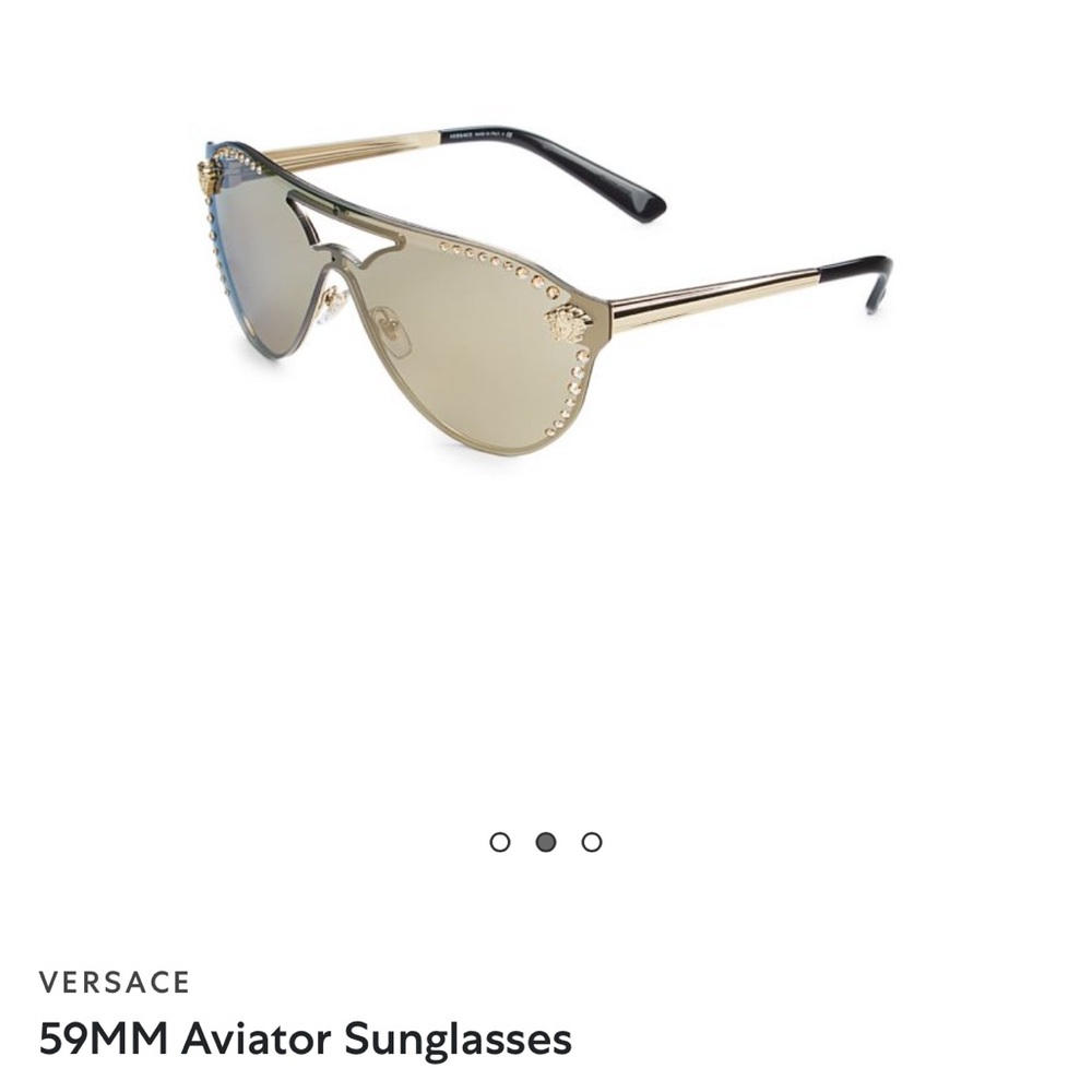 Versace Gold Aviator Sunglasses with Double Bridge - Picture 3 of 11